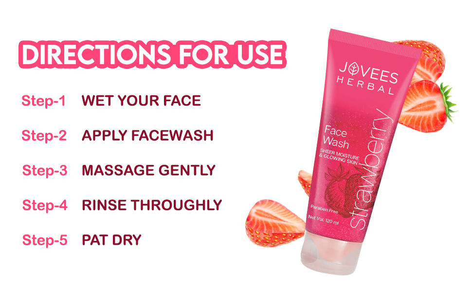 Jovees Herbal Strawberry Face Wash For Sheer Moisture & Glowing Skin | strawberry Face Wash | face wash for oily skin | face wash for skin whitening | facewash for brightening skin | tan removal face wash | face wash for dry skin | salicylic face wash | vitamin c face wash | face wash for clear skin | face wash for oily and acne prone skin | cleanser for oily skin